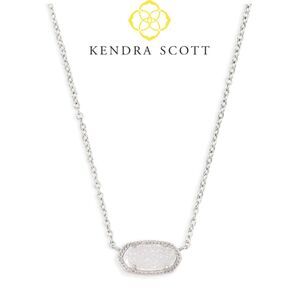 Kendra Scott Elisa Rhodium/Iridescent Drusy Pendant Necklace